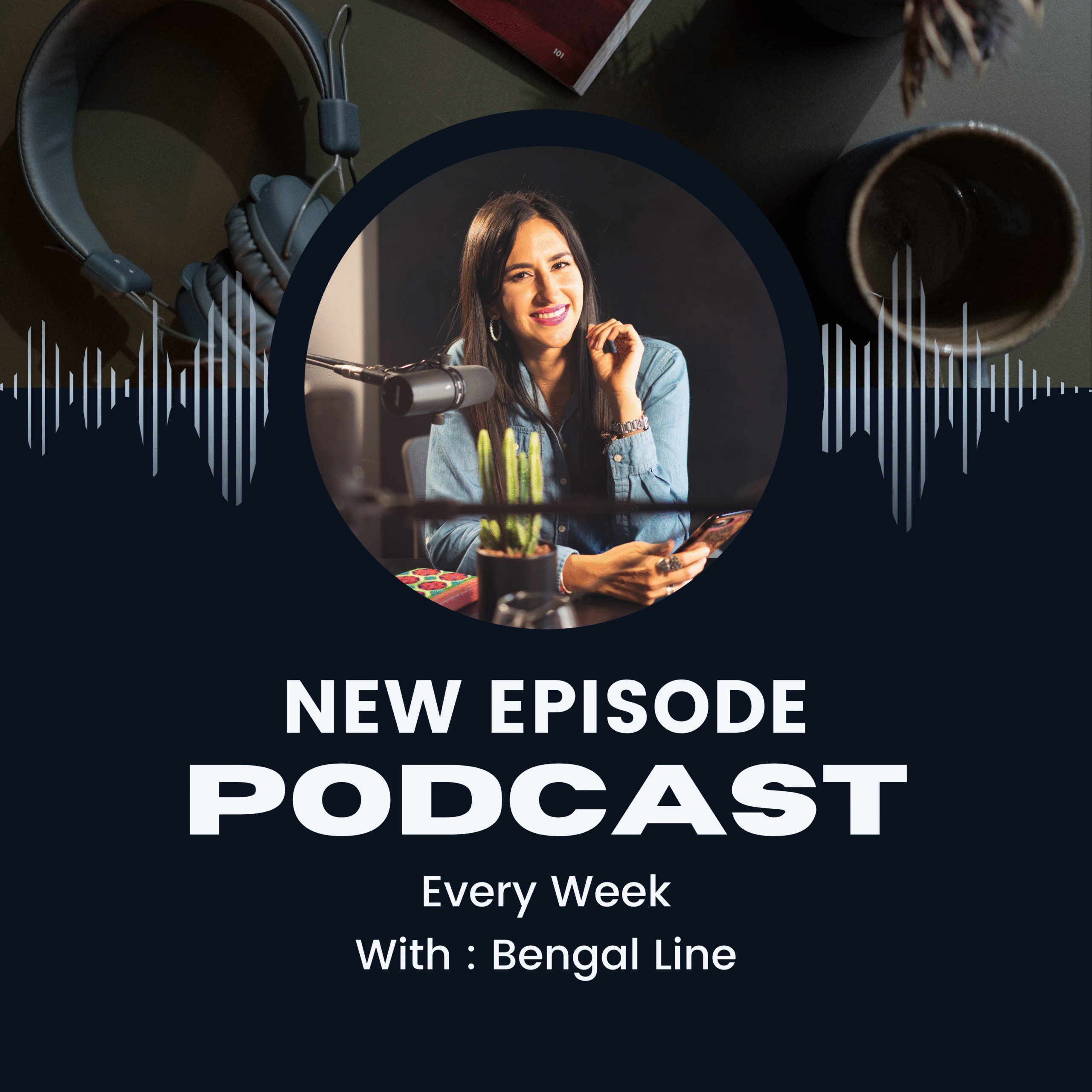 dark blue and white simple podcast cover